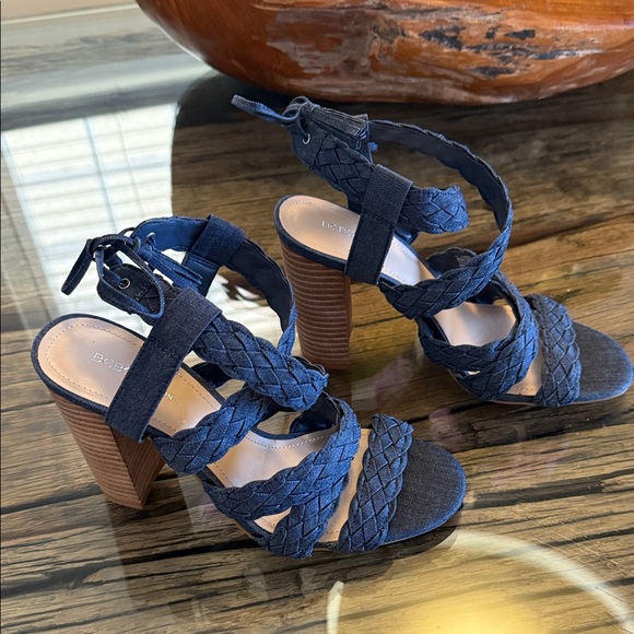 BCBGeneration Navy Braided Heeled Sandals - Picture 1 of 4